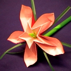 Fleur Origami Coeur d'Etoile Rose